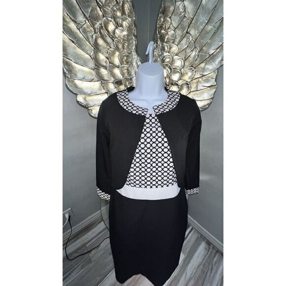 Cannella Black/White Dress Set Bolero, Made In Italy,size 42,size 6 - Picture 3 of 16
